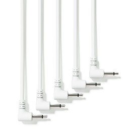 ExcelValley - 5-Pack - Right Angle Mono Modular Patch Cables - 3.5mm 1/8" Eurorack Synthesizer [White | 200 cm - 78.74"]