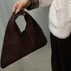 QJK Minimalist Handbag Hobo Bag Faux Suede Soft Tote Bag