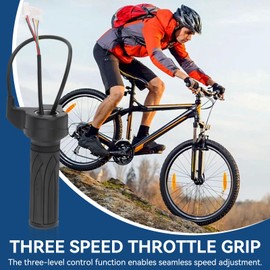 E Bike Throttle, Electric Scooter Three Speed Throttle Grip Universal Electric Bicycle Full Twist Handlebar E Bike Replacement Parts, 1Pair