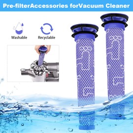 YDDL 4pcs Vacuum Filters Replacement Kit for Dyson V7, V8 Animal and Absolute Vacuum, 2 Pre-Filters, 2 Post-Filters