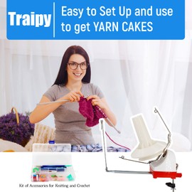 Traipy Yarn Ball Winder Large Capacity with Knitting Needles Set,Hand Operated,10 Ounce