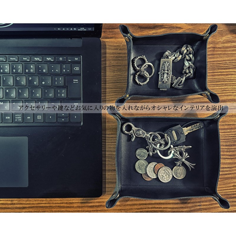 BlissLeather Luxury Genuine Leather Tabletop Multi Tray Jewelry Tray Key