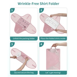 WANDF 7 Set Compression Packing Cubes for Travel, Shirt Folder for Wrinkle-Free, Suitcase Organizer Bags Set for Carry-On Checked Luggage Duffle Bag Women Men(Pink)