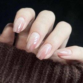 Domiya Nail Tip, Ballet, Short Nail Tip, Very Short, Popular, Nail Stickers, Cute, 3D Nails, 24 Pieces, Round Tip, Fashion, Wedding Nail Tip, Bride Nail (Z360)