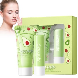 Reparierende Handcreme + Lip Balm, Anti-Aging Pflegende Handcreme Nährende Und Schützende Creme Hautpflege Pflegender Lippenbalsam Für Sehr Trockene Haut, Anti-Riss Reparatur Glowing (Avocado)