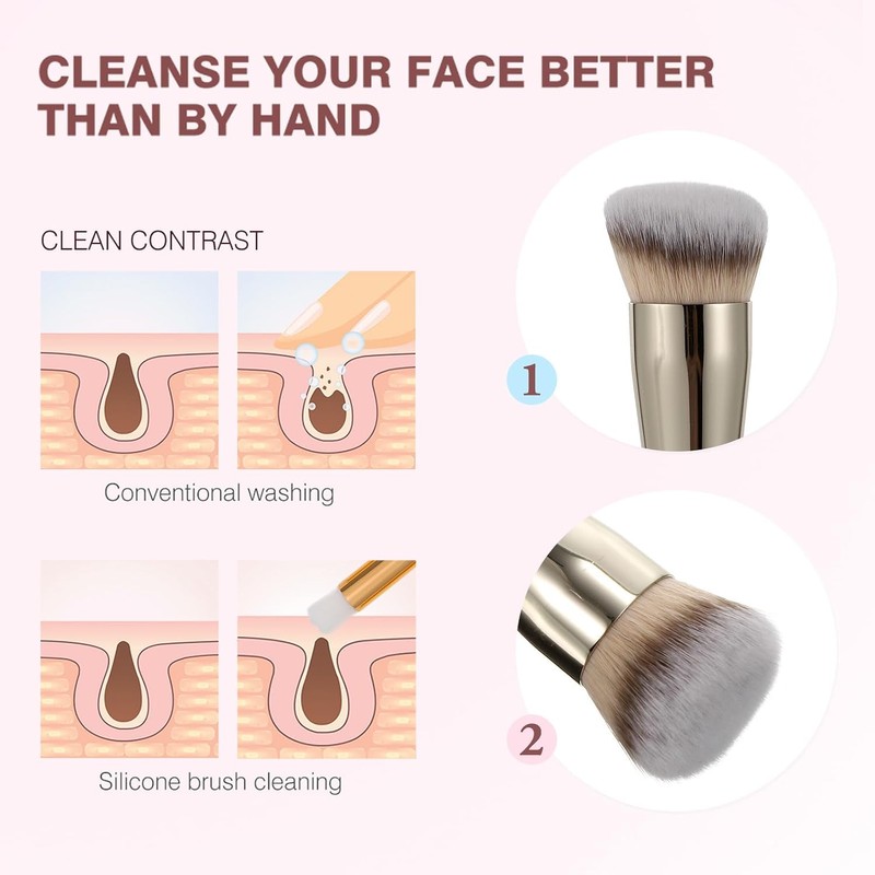 Brocha para Maquillaje Profesional Fibras Artificiales y Mango de Madera