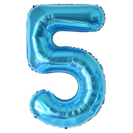 Geburtstag zahlen luftballon 5 jahre | Folienballon Kindergeburtstag Deko 5 XXL Blau-Riesen Folienballon in 40" - 101cm Geburtstagsdeko - Ballon Zahl Deko zum Geburtstag - fliegt mit Helium