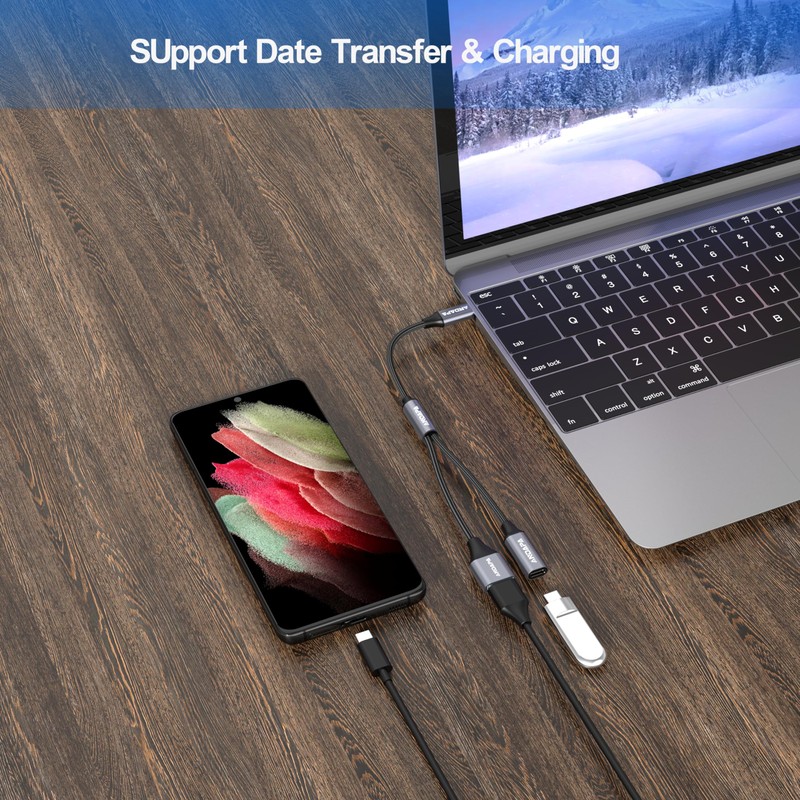 ANDAPA Adaptador USB C a Dual USB, Divisor USB C