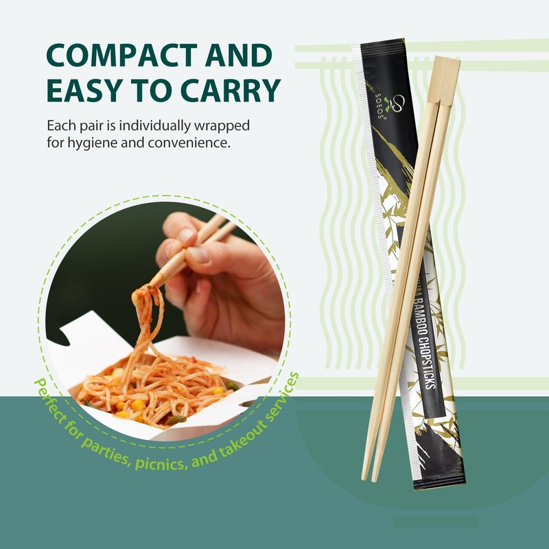 Soeos Chopsticks Disposable, Approx. 50 Sets, UV Treated Premium Disposable