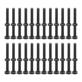 sourcing map M6x65mm Square Neck Carriage Bolts with Nuts & Washers, 25Set 304 Stainless Steel Round Head Square Neck Coach Bolt Screws, Black