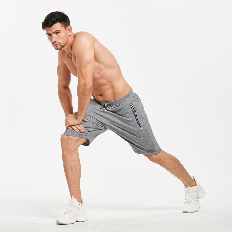 ZOXOZ Men's Summer Cotton Shorts with Zip Pockets - gray,
