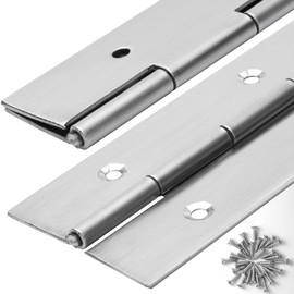 2Pack Piano Hinge 24 Inch x 3 Inch Wide Stainless Steel Piano Hinge 0.047'' Thick Continuous Hinges for Heavy Duty Cabinet, Door, Toolbox, Woodworking, Furniture, Silver
