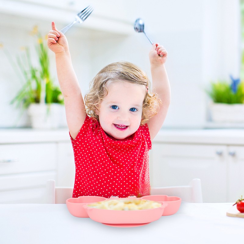 3pcs Toddler Divided Plate Set Silicone Baby Suction Plate Anti