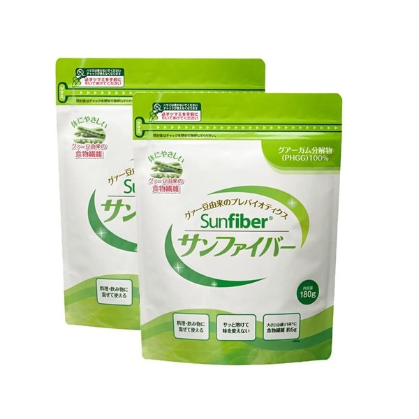 サンファイバー パック180g 2袋＋計量スプーン付き グアー豆食物繊維 サッと溶けて味はそのまま 食物繊維 (グアーガム分解物/善玉菌) タイヨーラボ公式ストア限定セット