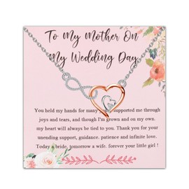 BEKECH To My Mother Necklace Mother Gift Wedding Jewelry Appreciation Gift To My Mother On My Wedding Day (Rose gold)