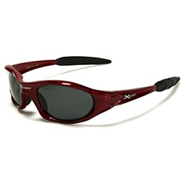 Polarized Xloop Sport Cycling Fishing Golf Wrap Around Running Sunglasses with Monogram Microfiber Pouch, Red, 5.25w x 1.625h