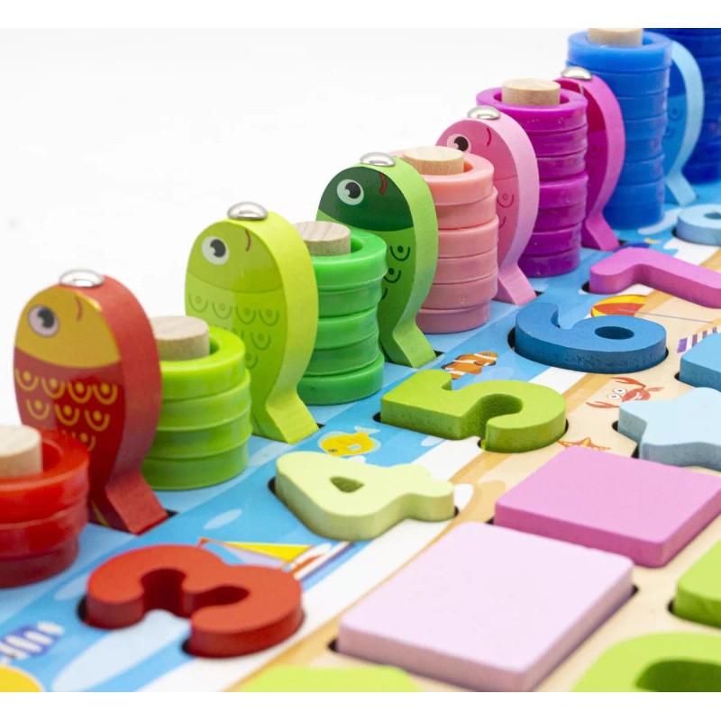 FABRICA DEL JUEGO Tablero De Madera Educativo 6 En 1