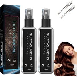 Natural Plant Protein Hair Thickening Spray, 100/30ml Instntaeous Fluffy Volumizing Hair Spray, Styling Gel & Hairspray for Fine, Long Lasting Bright Non Sticky for All Hairstyles (100ml*2PCS)
