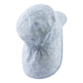 Sterntaler Peaked Cap Neck Whales – Boys Hat with Neck Protection – UV Protection 50+ Sun Hat – Summer Hat Made of Cotton – Baby and Children's Headgear – Batiste Lining (Organic), Sky, 47