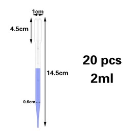Pack of 20 pipettes, pipettes, plastic pipettes, pipette 2 ml, pimpette, transfer pipettes made of plastic, with scale, for laboratory tests, experiments, essential oils (2 ml)
