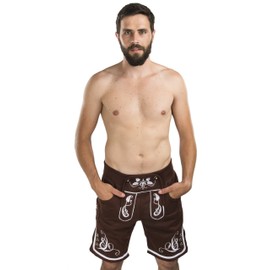 Adam Lederhosen Sweatpants Short - Oktoberfest Fleece Jogger Sweat Pants Adam (S, Brown)