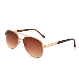 Gudzws - anteojos de sol bifocales para lectores de sol, protección UV400, anteojos de lectura y anteojos de sol, cara ancha para hombres y mujeres, unisex, Marco marrón (Brown Frame), 1.50
