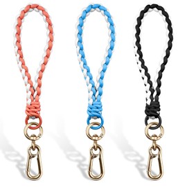 JNZLT Pack of 3 Carabiner Hook Key Ring Gold Zinc Alloy Key Carabiner with Nylon Lanyard for DIY Keychain