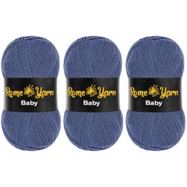 Baby Yarn #3 Light Worsted DK Anti-Pilling Acrylic Yarn for Knitting and Crochet (3 Pack, 1533 Light Navy Blue)