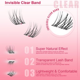 YOONOYA Wispy Lash Clusters 140 Pcs 16mm Mix Eyelash Clusters C Curl Cluster Eyelash Extensions Natural Wispy Cluster Lashes Reusable Individual Invisible Band Lash clusters (QX-16mm)