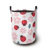 Cute Ladybug Laundry Hamper,Pink Flower Collapsible Laundry Basket with Handles