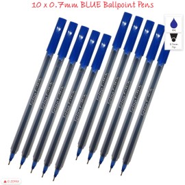 SAINO Softy Ballpoint Pens, BLUE, Fine Point (0.7mm), Pack of 10, Fine Writing Smooth Ball Pens, Perfect for School Office Home Business Shop Everyday Use