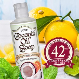 NutriBiotic – Pure Coconut Oil Soap, Peppermint & Bergamot, 8 Oz Twin Pack | Certified Organic, Biodegradable | Vegan & Made without GMOs, Gluten, Parabens Or Sulfates | Rich, Cleansing Lather