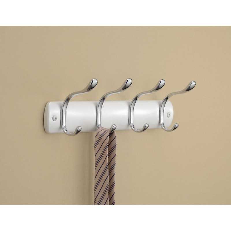 Mdesign Steel Hook Wall Mounted Coat Rack with 4 Double