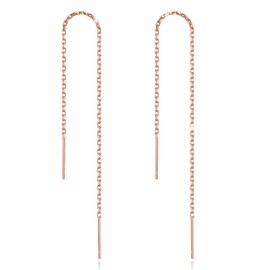 Threader Earrings for Women Rose Gold Chain Earrings Dangle Drop Earrings for Women Silver Plated Rose Gold Earrings