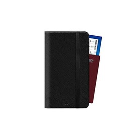 Celly PASSPORTVBK Travel Passport Holder, Useful Travel Accessory with Magnetic Closure and Pockets for Documents, Cards, Cash and Smartphones, Black Faux Leather