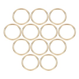 sourcing map 32 Pcs O Ring Buckle 12mm/0.5" ID 2mm Thickness Zinc Alloy Opening O-Rings Clasp Clips for Crafts Keyrings Bags Straps Belts DIY Accessories, Light Gold