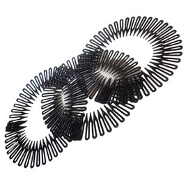 Topkids Accessories Flexi Comb Flexiband Headband - Set of 3 - Anti Snap, Durable Spider Hairband Grip Circle Headbands Zig-zag Headband Stretch Hair Comb (Black)