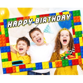 Building Block Birthday Party Photo Booth Props Frame Building Block Party Supplies Building Block Birthday Party Favors for Building Blocks Birthday