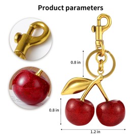 Cherry Keychain Bag Charms, Glitter Cherry Purse Charms, Cute Keychain Bag Charm, Backpack Wallet Accessories for Women Christmas Valentine Gifts