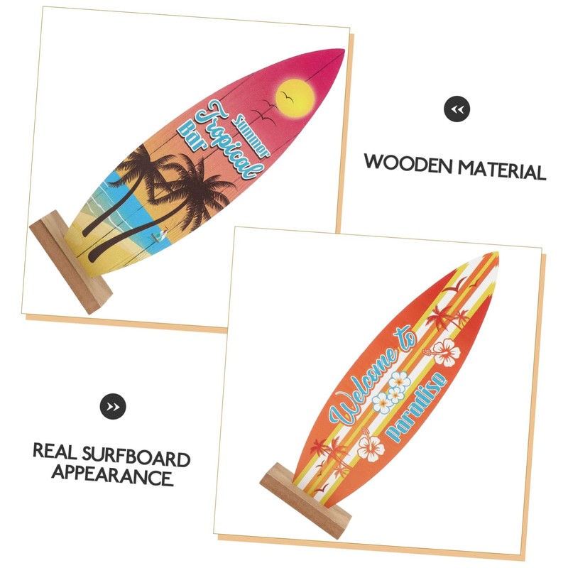 UKCOCO Set of 4 Wooden Surfboard Table Signs 8.3" Summer
