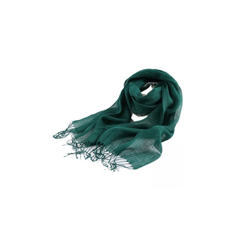 Prettystern Linen Plain Colour Unisex Summer Fringe Scarf, T31 Dark