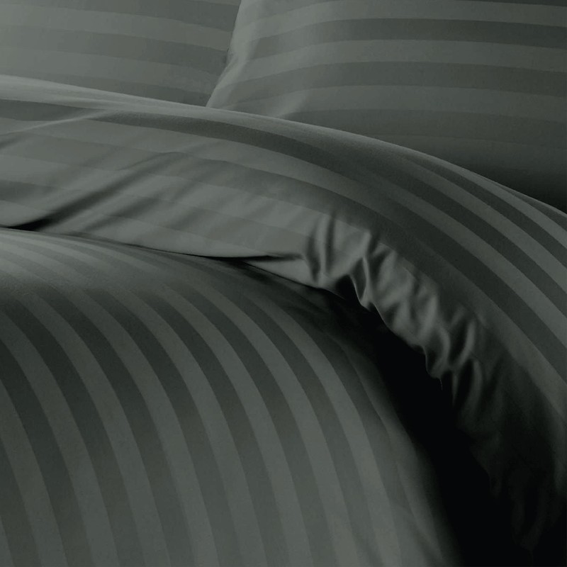 Ev Dekor® Double Duvet Cover Set Hotel Quality Stripes Satin