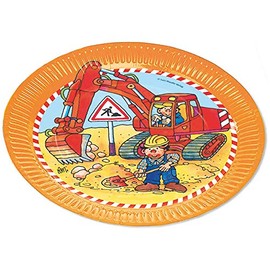 Lutz Mauder 8 Plates * Diggers & Construction Site * for Children's Birthday or Theme Party | Birthday Party Bob Builder Builder Paper Plates Party Plates