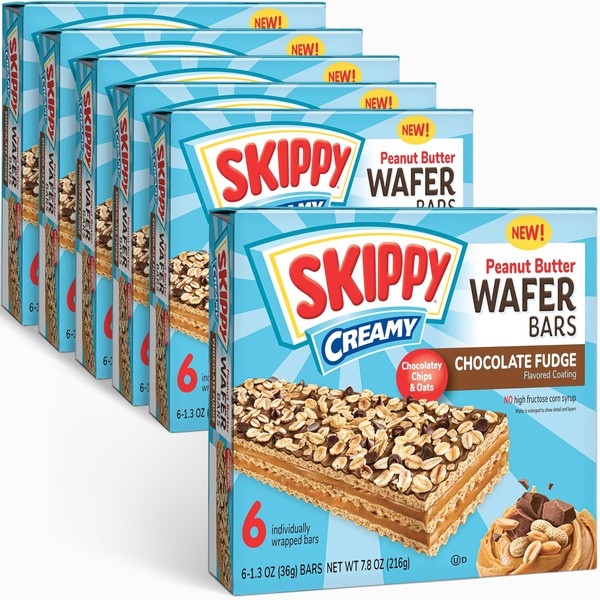 Skippy Creamy Peanut Butter And Chocolate Fudge Wafer Snack Bar,