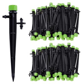Kalolary 100pcs Irrigation System Drippers, 1/4" Inch Universal 360 Degree Adjustable Irrigation Drip Emitters with Connector Fit 1/4 (4-7mm) Tube Water Flow Irrigation System