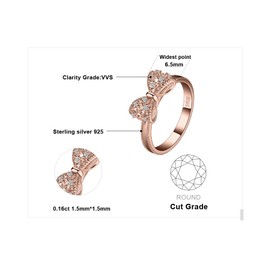 JewelryPalace 14k Rose Gold Plated 925 Sterling Silver Rings for Women, Cubic Zirconia Promise Rings for Her, Stackable Wedding Bands Rings for Women Bow Stacking Ring Sets Size 9.5