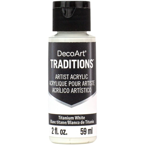 DecoArt Traditions Canvas Art Paint, Titanium White, 2 fl oz,