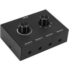 Lyaciomn 4 Port Audio Switch, 3.5mm Audio Switcher, Stereo AUX Audio Selector, 4 Input 1Output/1Input 4 Output Audio Switcher Box