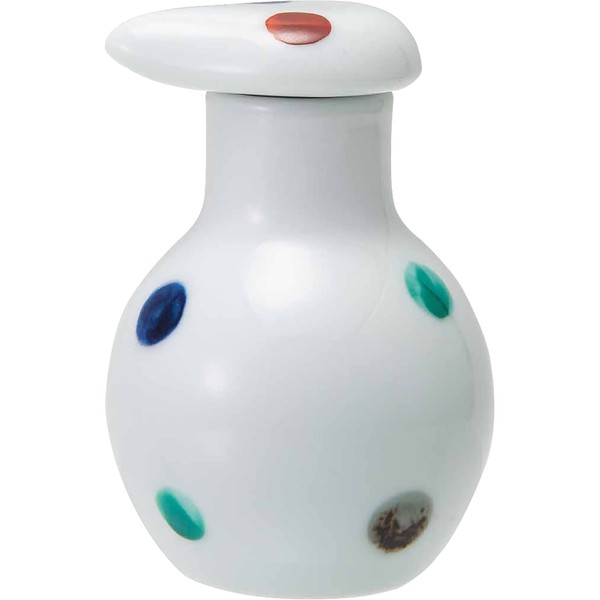 Saikai Pottery Hasami Ware Nagaizumi Soy Sauce Jug, Condiment Container, Mini, Approx. 2.0 fl oz (60 ml), Polka Dot, White, White