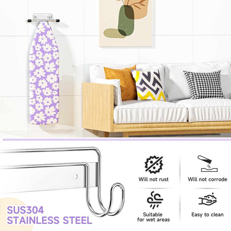 XILIMEN Ironing Board Holder Wall Mount, Iron Board Hanger Stainless